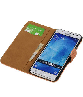 Samsung Galaxy J7 Snake Slang Booktype Wallet Hoesje Roze