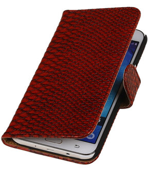 Samsung Galaxy J5 Snake Slang Booktype Wallet Hoesje Rood