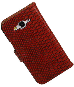 Samsung Galaxy J5 Snake Slang Booktype Wallet Hoesje Rood