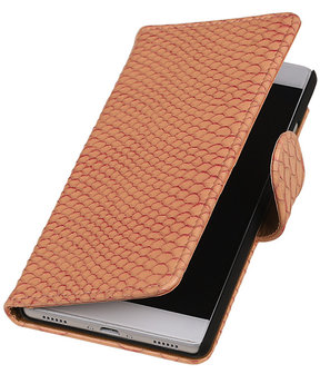 Huawei P8 Snake Slang Booktype Wallet Hoesje Roze
