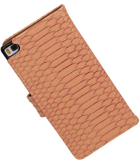 Huawei P8 Snake Slang Booktype Wallet Hoesje Roze