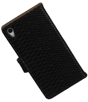 Sony Xperia Z4 / Z3 Plus Snake Slang Booktype Wallet Hoesje Zwart