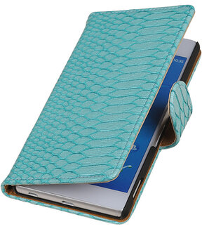 Sony Xperia Z4 / Z3 Plus Snake Slang Booktype Wallet Hoesje Turquoise