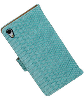 Sony Xperia Z4 / Z3 Plus Snake Slang Booktype Wallet Hoesje Turquoise