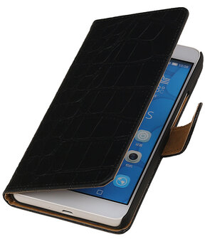 Croco Zwart Honor 6 Plus Book/Wallet Case/Cover