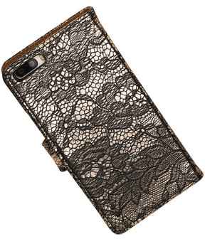 Huawei Honor 6 Plus Lace Kant Booktype Wallet Hoesje Zwart