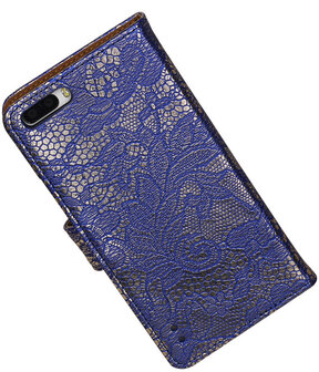 Huawei Honor 6 Plus Lace Kant Booktype Wallet Hoesje Blauw