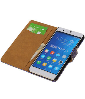 Huawei Honor 6 Plus Lace Kant Booktype Wallet Hoesje Blauw