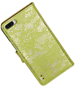 Huawei Honor 6 Plus Lace Kant Booktype Wallet Hoesje Groen