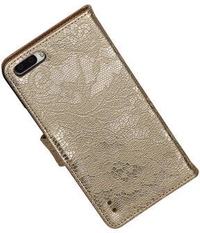 Huawei Honor 6 Plus Lace Kant Booktype Wallet Hoesje Goud