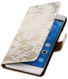 Huawei Honor 6 Plus Lace Kant Booktype Wallet Hoesje Wit