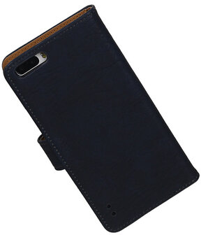 Huawei Honor 6 Plus Bark Hout Booktype Wallet Hoesje Donker Blauw