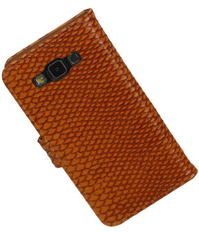 Samsung Galaxy Grand Max Snake Booktype Wallet Hoesje Bruin