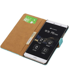 Huawei P8 Max Snake Slang Booktype Wallet Hoesje Turquoise