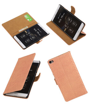 Huawei P8 Max Snake Slang Booktype Wallet Hoesje Roze