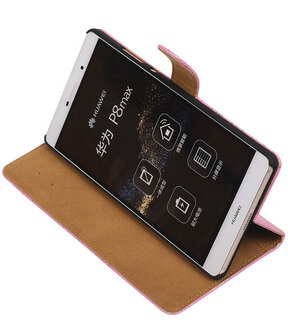 Huawei P8 Max Lace Kant Booktype Wallet Hoesje Roze
