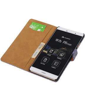 Huawei P8 Max Lace Kant Booktype Wallet Hoesje Blauw