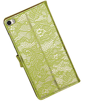 Huawei P8 Max Lace Kant Booktype Wallet Hoesje Groen