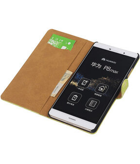 Huawei P8 Max Lace Kant Booktype Wallet Hoesje Groen