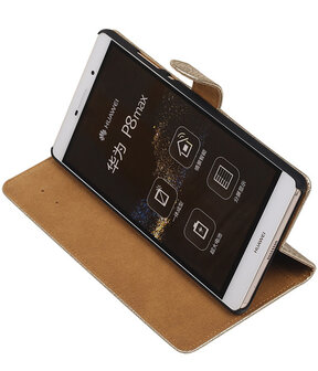Huawei P8 Max Lace Kant Booktype Wallet Hoesje Goud