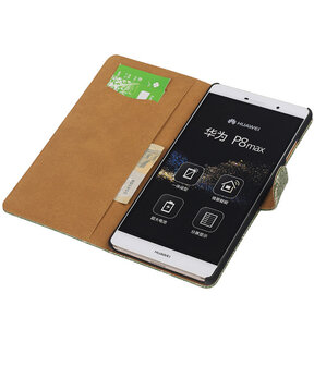 Huawei P8 Max Lace Kant Booktype Wallet Hoesje Donker Groen