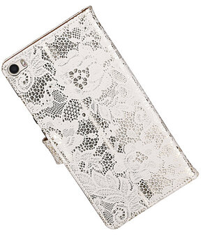 Huawei P8 Max Lace Kant Booktype Wallet Hoesje Wit