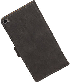 Huawei P8 Max Bark Hout Booktype Wallet Hoesje Grijs