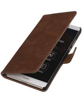 Huawei P8 Max Bark Hout Booktype Wallet Hoesje Bruin