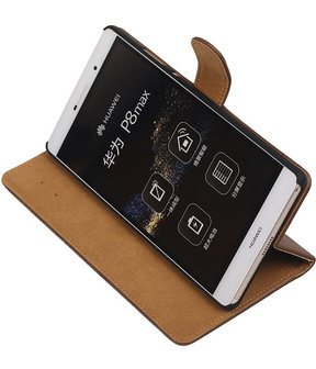 Huawei P8 Max Bark Hout Booktype Wallet Hoesje Bruin