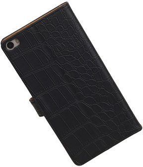 Huawei P8 Max Croco Booktype Wallet Hoesje Zwart