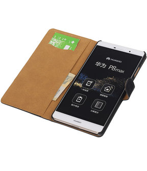 Huawei P8 Max Croco Booktype Wallet Hoesje Zwart