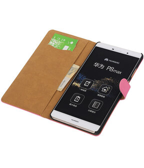 Huawei P8 Max Effen Booktype Wallet Hoesje Roze