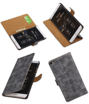 Huawei P8 Max Booktype Wallet Hoesje Mini Slang Grijs