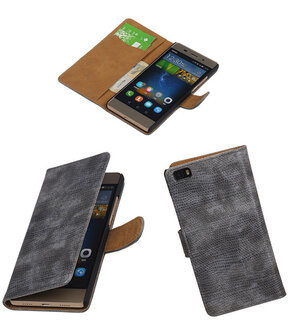 Huawei P8 Lite Booktype Wallet Hoesje Mini Slang Grijs