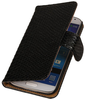 Sony Xperia Z3 Compact Snake Slang Bookstyle Wallet Hoesje Zwart 