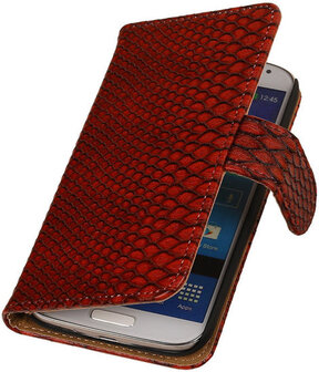 Sony Xperia Z3 Compact Snake Slang Bookstyle Wallet Hoesje Rood