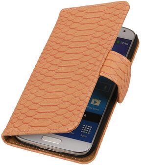Sony Xperia Z3 Compact Snake Slang Bookstyle Wallet Hoesje Roze