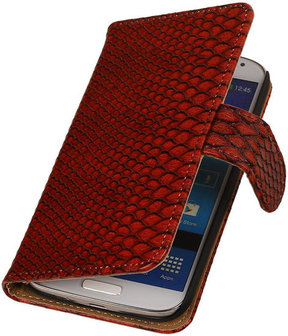 Sony Xperia Z2 Snake Slang Bookstyle Wallet Hoesje Rood