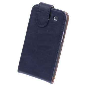 Polar Echt Lederen Samsung Galaxy S4 Flipcase Hoesje Navy Blue