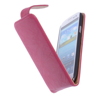 Polar Echt Lederen Samsung Galaxy S4 Flipcase Hoesje Fuchsia