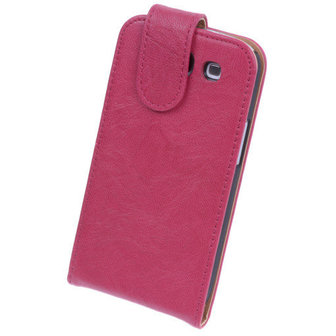 Polar Echt Lederen Samsung Galaxy S4 Flipcase Hoesje Fuchsia