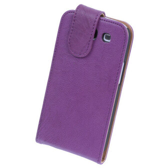 Polar Echt Lederen Samsung Galaxy S4 Flipcase Hoesje Lila