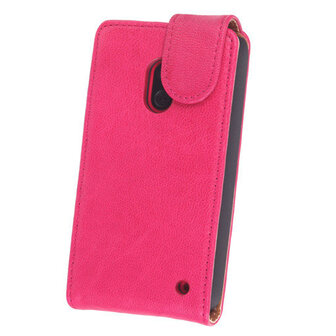 Polar Echt Lederen Nokia Lumia 620 Flipcase Hoesje Fuchsia