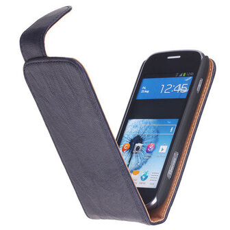 Polar Echt Lederen Samsung Galaxy Ativ S i8750 Flipcase Hoesje Navy Blue