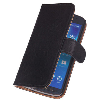 Polar Echt Lederen Zwart HTC Desire 616 Bookstyle Wallet Hoesje