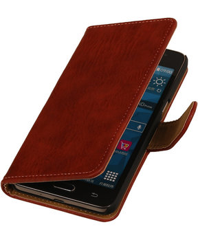 Rood Hout Hoesje voor Huawei Ascend Mate 7 Book/Wallet Case/Cover