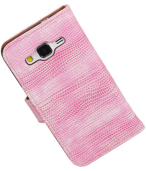 Samsung Galaxy Core Prime Booktype Wallet Hoesje Mini Slang Roze