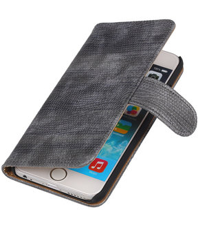 Apple iPhone 6 Booktype Wallet Hoesje Mini Slang Grijs