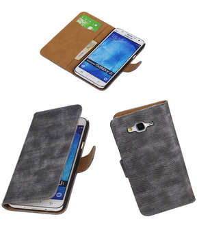 Samsung Galaxy J5 Booktype Wallet Hoesje Mini Slang Grijs