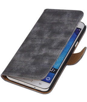 Samsung Galaxy J7 Booktype Wallet Hoesje Mini Slang Grijs